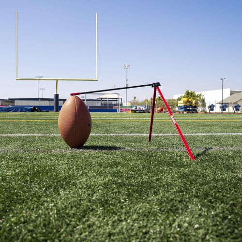  GoSports Football Kicking Tee, Metal Place Kicking Stand for Field Goal Kicks - Portable Holder Compatible with All Football Sizes, Red