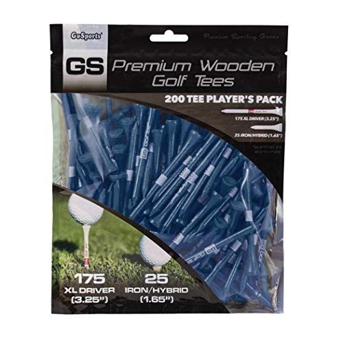  GoSports 3.25 XL Premium Wooden Golf Tees - 200 XL Tee Players Pack Driver and Iron/Hybrid Tees, Choose Your Tee Color