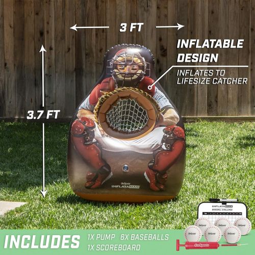  GoSports Inflataman Baseball Toss Challenge - Inflatable Catcher Strike Zone Pitching Game, Black