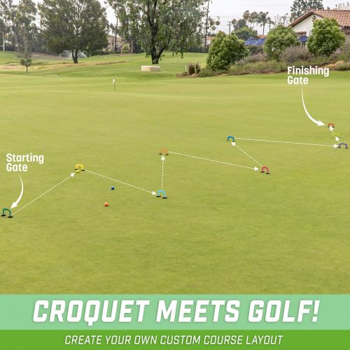  GoSports Putt-Thru Croquet Putting Game - Includes 9 Gates, 4 Golf Balls and Tote Bag -Play at Home, the Office or On the Green