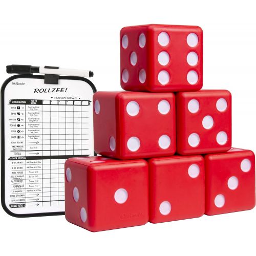  GoSports Giant 3.5 Red Foam Playing Dice Set with Bonus Scoreboard (Includes 6 Dice, Dry-Erase Scoreboard and Carrying Case)