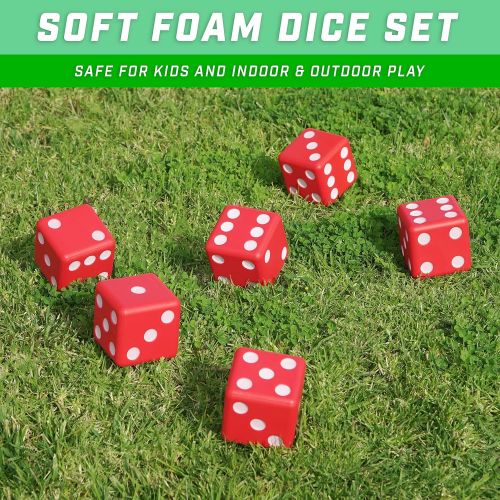  GoSports Giant 3.5 Red Foam Playing Dice Set with Bonus Scoreboard (Includes 6 Dice, Dry-Erase Scoreboard and Carrying Case)