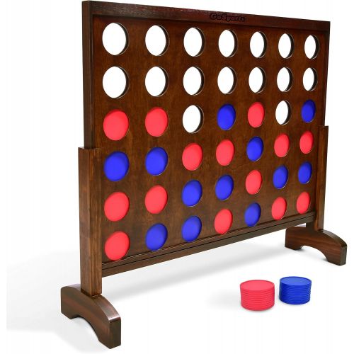  GoSports Giant Wooden 4 in a Row Game - 3 foot Width - With Coins, Portable Case and Rules