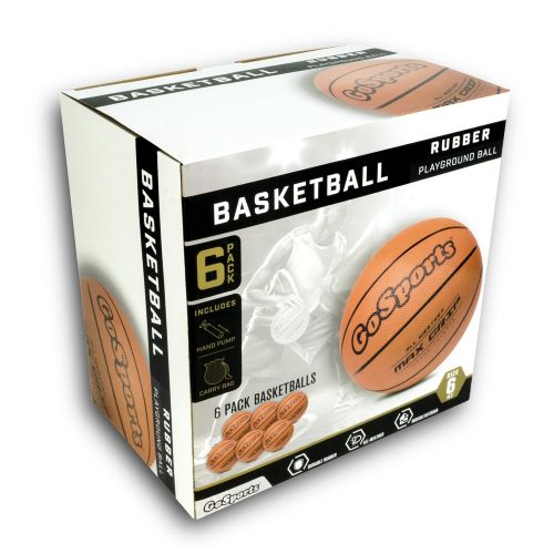  GoSports Indoor  Outdoor Rubber Basketball Six Pack with Pump & Carrying Bag