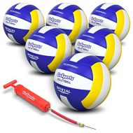 GoSports Indoor Competition Volleyball - Made from Synthetic Leather - Includes Ball Pump - Regulation Size and Weight (Choose Single Ball or Six Pack)