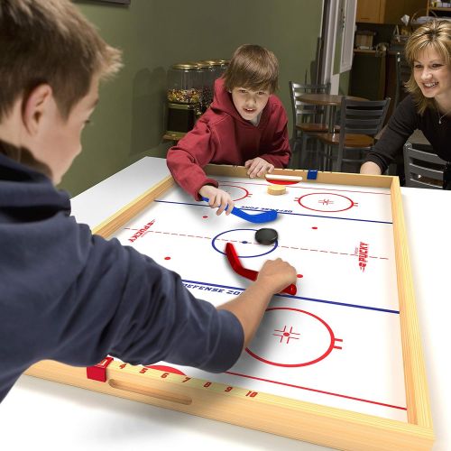  GoSports Hockey Ice Pucky Wooden Table Top Hockey Game for Kids & Adults - Includes 1 Game Board, 2 Hockey Sticks & 3 Pucks