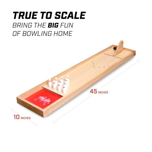  GoSports Tabletop Bowling Game | Premium Wooden Construction with Dry Erase Scorecard | Perfect for Kids & Adults