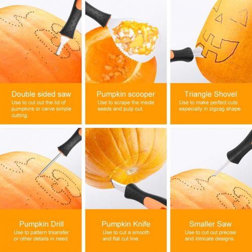  GoStock Pumpkin Carving Kit, Upgrade Soft Grip Rubber Handle 9 Pieces Pumpkin Carving Tools Set Heavy Duty Stainless Steel Masters Carving Kit with Zipper Bag for Halloween Jack-O-