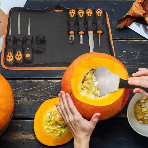  GoStock Pumpkin Carving Kit, Halloween Professional Pumpkin Carving Tools With Carrying Case, Duty Stainless Steel Pumpkin Carver Knife Set for Halloween