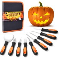 [아마존베스트]GoStock Pumpkin Carving Kit, Upgrade Soft Grip Rubber Handle 9 Pieces Pumpkin Carving Tools Set Heavy Duty Stainless Steel Masters Carving Kit with Zipper Bag for Halloween Jack-O-