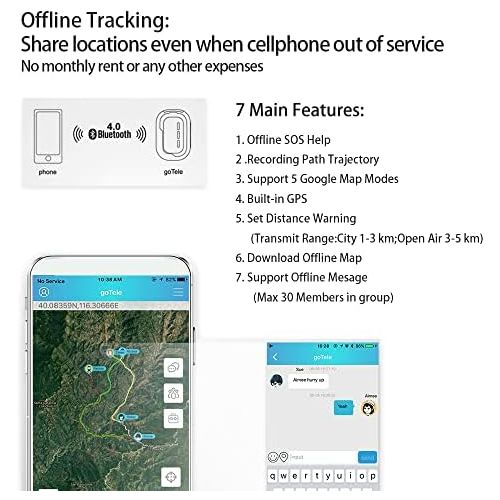  [아마존베스트]goTele Real-Time GPS Tracker, No Monthly Fee / No Network Offline GPS Tracking Device for Outdoor Activities, Hiking, Hunting, Children and Pets