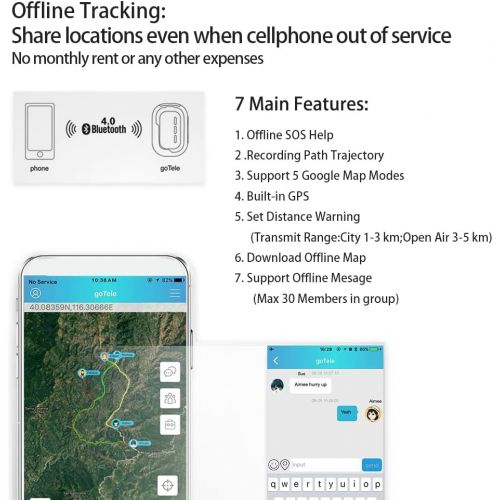  [아마존베스트]goTele Real-Time GPS Tracker, No Monthly Fee / No Network Offline GPS Tracking Device for Outdoor Activities, Hiking, Hunting, Children and Pets