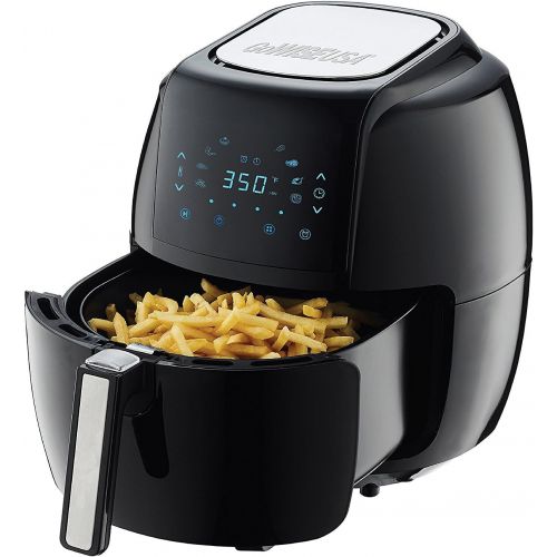  GoWISE USA GWAC22003 5.8-Quart Air Fryer with Accessories, 6 Pcs, (Black), Qt & GWA0006 Perforated Parchment Non-Stick Liners for Air Fryers, Steaming, Dumplings-100 Pcs, 9 Inches,