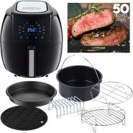 GoWISE USA GWAC22003 5.8-Quart Air Fryer with Accessories, 6 Pcs, and 8 Cooking Presets + 50 Recipes (Black), Qt