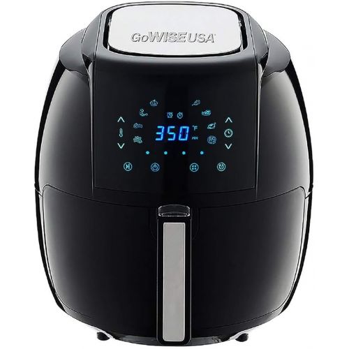  GoWISE USA GWAC22003 5.8-Quart Air Fryer with Accessories, 6 Pcs, and 8 Cooking Presets + 50 Recipes (Black), Qt