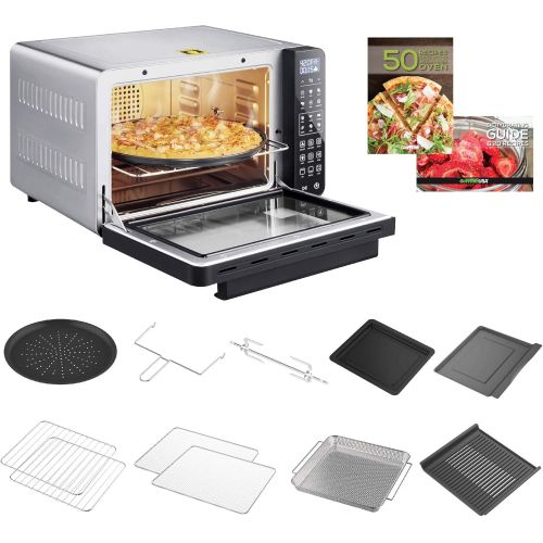  GoWISE USA 25-Quart Air Fryer Oven & Professional Dehydrator with 3 Heating Elements & Rotisserie, 12 Functions, Preheat & 5 Cooking Levels ? Fits 12-Inch Pizza, 11 Accessories and