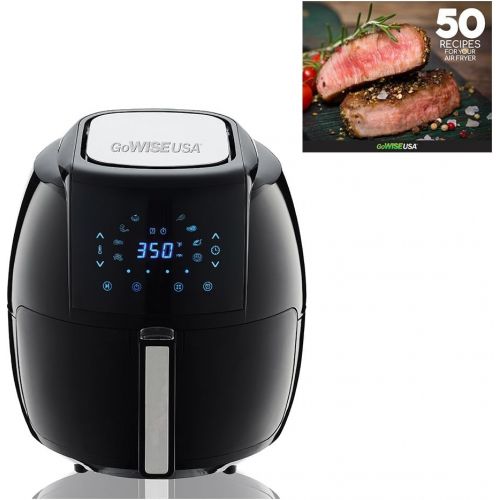  GoWISE USA 1700-Watt 5.8-QT 8-in-1 Digital Air Fryer with Recipe Book, Black