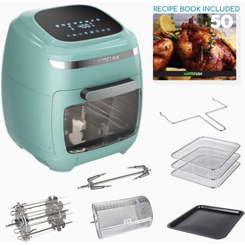  GoWISE USA GW77723 11.6-Quart Air Fryer Toaster Oven with Rotisserie & Dehydrator + 50 Recipes, Vibe Mint