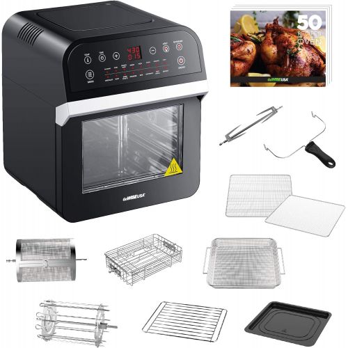  GoWISE USA GW44800-O Deluxe 12.7-Quarts 15-in-1 Electric Air Fryer Oven w/Rotisserie and Dehydrator + 50 Recipes, Black/Silver: Kitchen & Dining