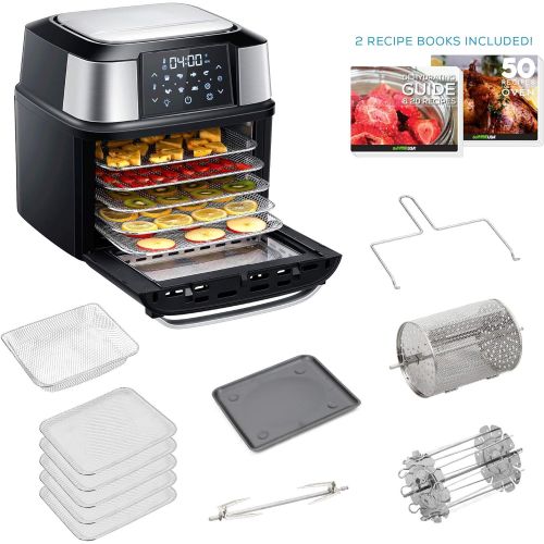  [아마존베스트]GoWISE USA 17-Quart Air Fryer & Food Dehydrator - 5 Drying Trays plus 6 Additional Accessories - Perfect for Drying Beef Jerky, Herbs, Fruit, Vegetables, Dog Treats