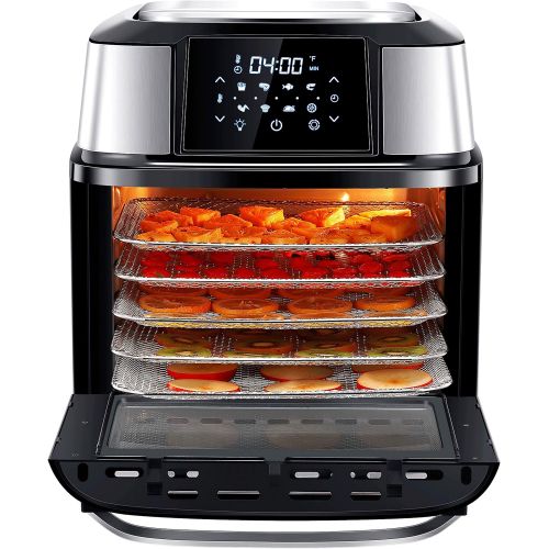  [아마존베스트]GoWISE USA 17-Quart Air Fryer & Food Dehydrator - 5 Drying Trays plus 6 Additional Accessories - Perfect for Drying Beef Jerky, Herbs, Fruit, Vegetables, Dog Treats