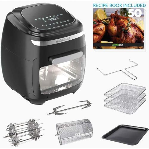  [아마존베스트]GoWISE USA GW77722 11.6-Quart Air Fryer Toaster Oven with Rotisserie & Dehydrator + 50 Recipes, Vibe, Black