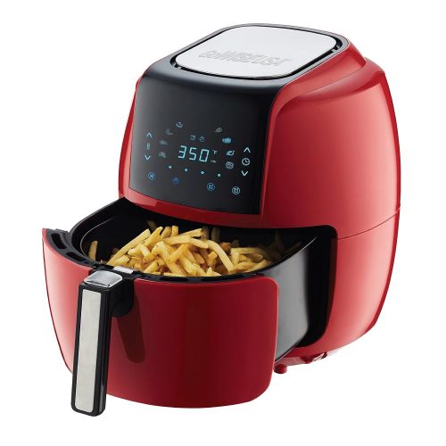  GoWISE USA 5.8-Quart Programmable 8-in-1 Air Fryer XL + Recipe Book (Chili Red)