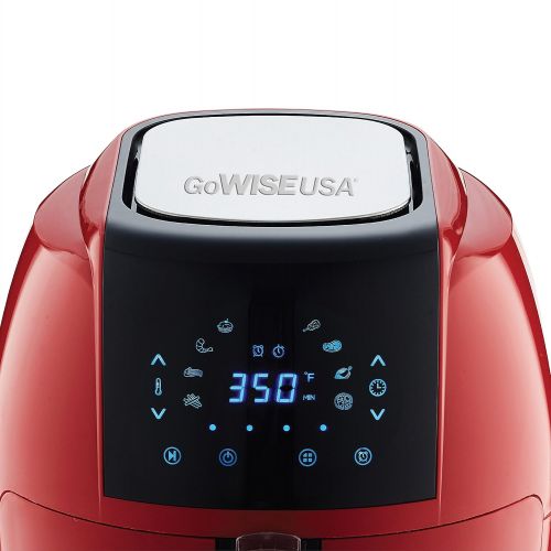  GoWISE USA 5.8-Quart Programmable 8-in-1 Air Fryer XL + Recipe Book (Chili Red)