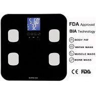 GoWISE USA Digital Body Fat Scale - FDA Approved - Measures Weight, Body Fat, Water & Bone Mass, 400 lbs Capacity, Tempered Glass (Black)