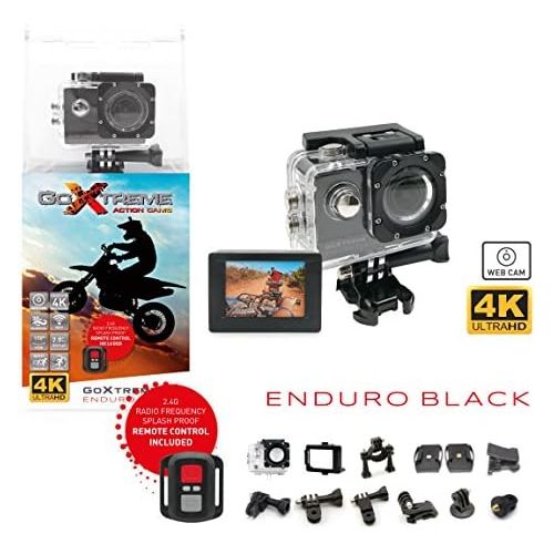  [아마존베스트]GoXtreme Enduro Black Action Camera 4K, Real 2,7K at 30fps, Full HD to 60fpswith Remote Control, 2/5cm display, WiFi) Black