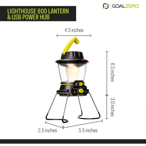  [아마존베스트]Goal Zero Lighthouse 600 Camping Lantern, Solar Lantern 600 Lumens LED Lantern. Solar Outdoor Lantern Perfect for Camping Gear, Camping Accessories. USB Light Rechargeable Lantern