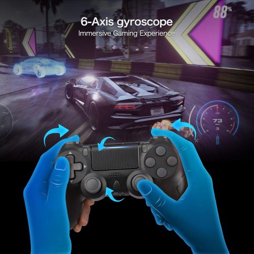  [아마존베스트]Gobub Wireless Controller Compatible with PS4 Remote with Double Vibration and Audio Function 1000 mAh Battery, Controller Compatible with PS4/Pro/Slim, Touch-pad Joystick Game Controlle