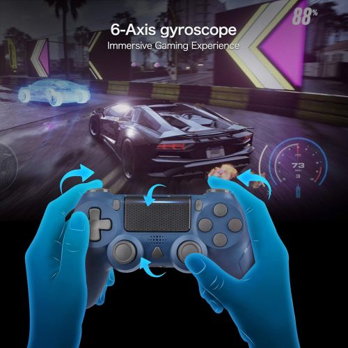  [아마존베스트]Gobub Wireless Controller Compatible with PS4 Remote with Double Vibration and Audio Function 1000 mAh Battery, Controller Compatible with PS4/Pro/Slim, Touch-pad Joystick Game Controlle