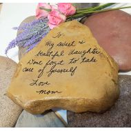 /GodRocksCollection Remembrance Gift - Actual Handwriting Short Sentence - Personalized Handwriting Sentence - Landscape Rock - Memorial Gift - God Rocks