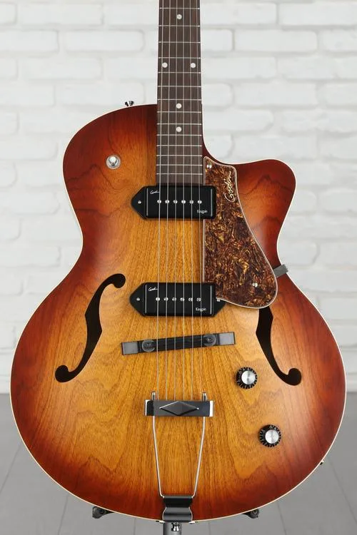 Godin 5th Avenue CW Kingpin II P90 Hollowbody Electric Guitar - Cognac Burst Demo