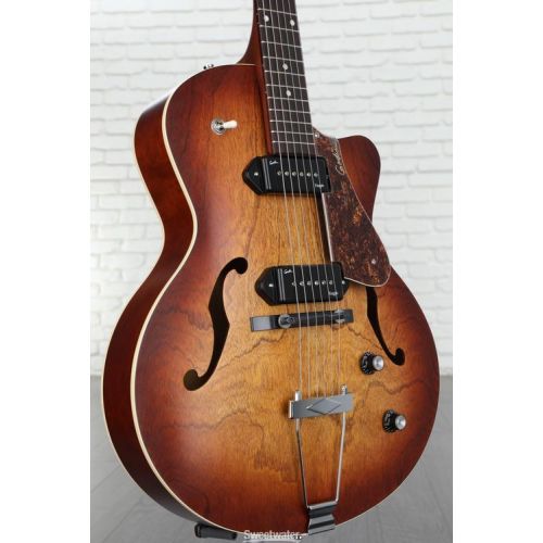  Godin 5th Avenue CW Kingpin II P90 Hollowbody Electric Guitar - Cognac Burst