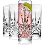 Godinger Tall Beverage Glasses Collins All Purpose Drinking Glasses- Dublin Collection, SET OF 4