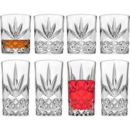 Godinger Mixed Drinkware Set of 8, 4 Highballs Tall Drinking Glasses, 4 Old Fashioned Whiskey Glasses, Glassware Set, Crystal Glass Cups
