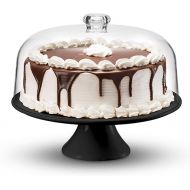 Godinger Cake Stand, Ceramic Footed Cake Plate Server with Shatterproof Acrylic Dome Lid