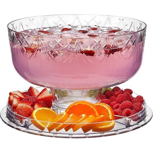  Godinger 6 in 1 Cake Stand and Serving Plate Platter with Dome Cover, Multi-Purpose Use, Shatterproof and Reusable Acrylic - Dublin Collection