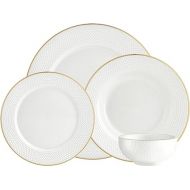 Godinger Dinnerware Set, Dinner Plates, Salad Plates, Coffee Mugs and Soup Bowl, Cereal Bowl, Gold Rim 16 Piece Set