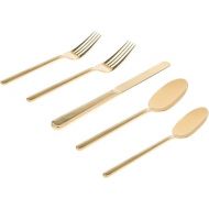 Godinger 20 Piece Flatware Set with 4 Dinner Forks, 4 Salad Forks, 4 Tablespoons, 4 Teaspoons and Knifes, 18/0 Stainless Steel Rail Gold, Set of 4