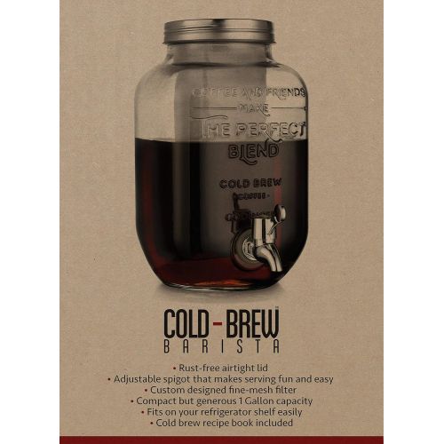  [아마존베스트]Godinger Cold Brew Coffee Maker, Iced Coffee Dispenser - 1 Gallon (3.78L)