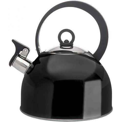  [아마존베스트]Godinger Studio Hot Water Tea Kettle, Stainless Steel Tea Pot with Whistle - 2.5L, Black