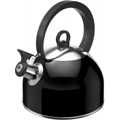  [아마존베스트]Godinger Studio Hot Water Tea Kettle, Stainless Steel Tea Pot with Whistle - 2.5L, Black