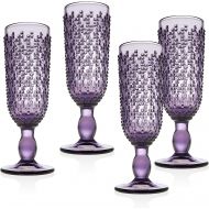[아마존베스트]Champagne Flute Beverage Glass Cup Alba by Godinger  Amethyst  Set of 4
