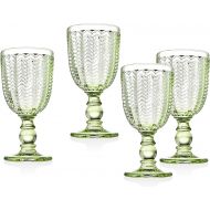 [아마존베스트]Twill Goblet Beverage Glass Cup by Godinger - Emerald Green - Set of 4