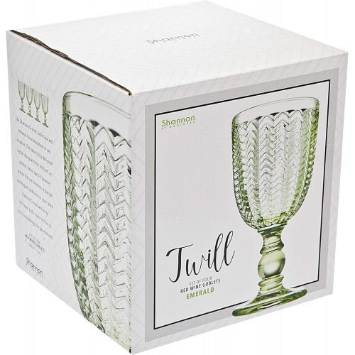  [아마존베스트]Twill Goblet Beverage Glass Cup by Godinger - Emerald Green - Set of 4