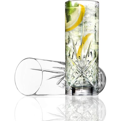  [아마존베스트]Godinger Tall Beverage Glasses Collins All Purpose - Dublin Collection, SET OF 4