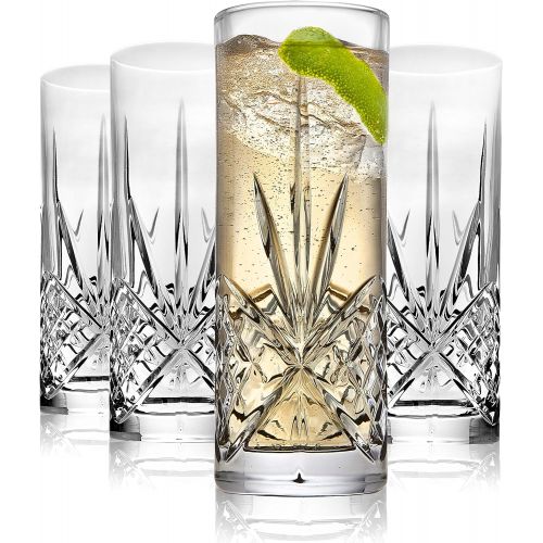  [아마존베스트]Godinger Tall Beverage Glasses Collins All Purpose - Dublin Collection, SET OF 4